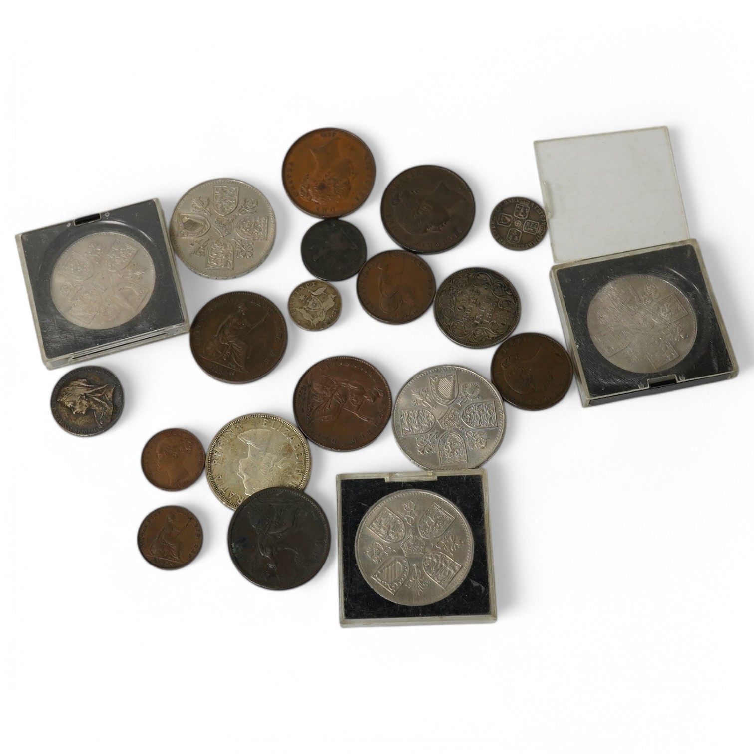 A mixed group of coinage. Condition - fair